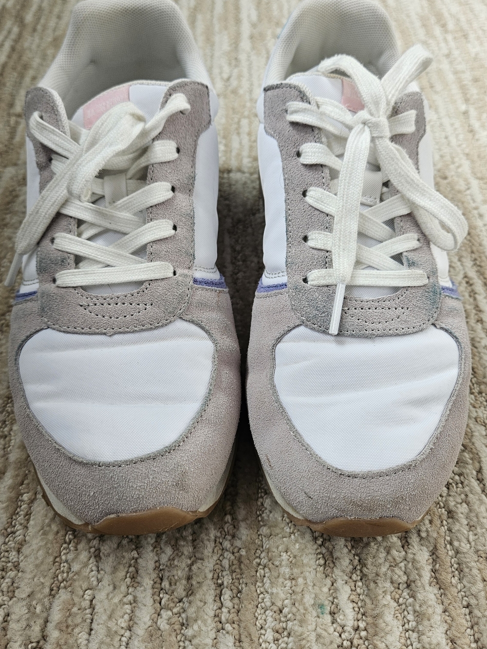 J. Crew Women's Suede and Mesh Sneakers in Light Gray, White and Pink